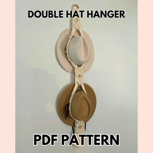 Double Macrame Hat Hanger PDF Pattern