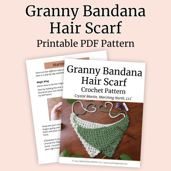 Granny Crochet Scalloped Bandana Scarf Pattern