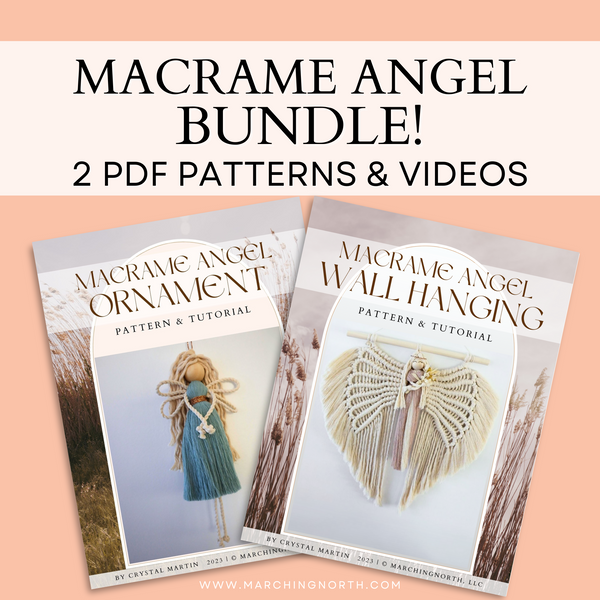 Macrame Angel Wings Wall Hanging Pattern & Angel Ornament Pattern BUNDLE