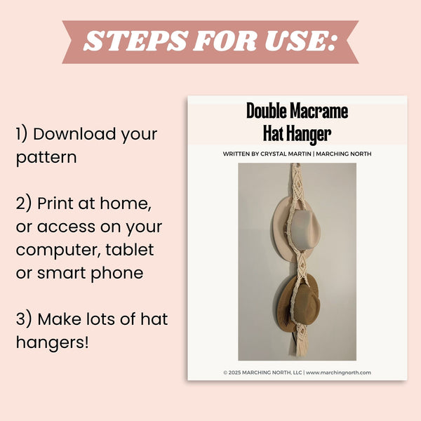Double Macrame Hat Hanger PDF Pattern