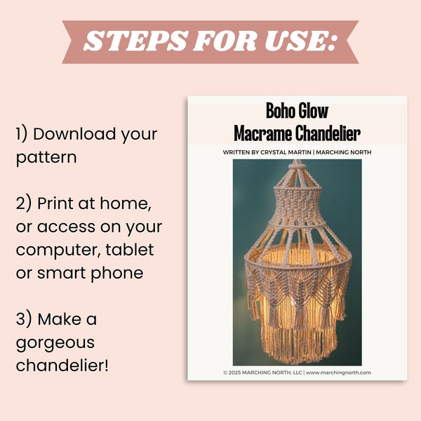 Boho Glow Macrame Chandelier PDF Pattern
