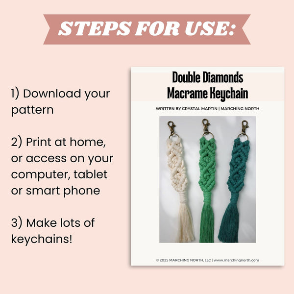 Double Diamond Macrame Keychain PDF Pattern