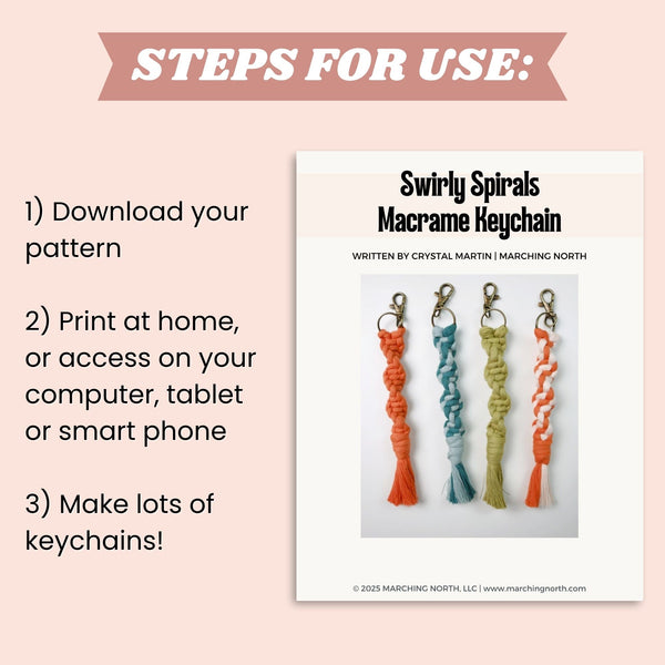 Swirly Spirals Macrame Keychain PDF Pattern
