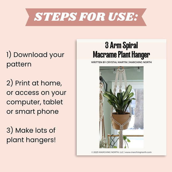 3 Arm Spiral Macrame Plant Hanger PDF Pattern