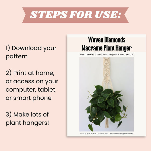 Woven Diamonds Macrame Wall Plant Hanger Pattern PDF Pattern