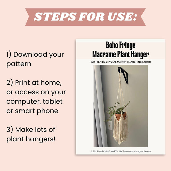 Boho Fringe Macrame Plant Hanger PDF Pattern