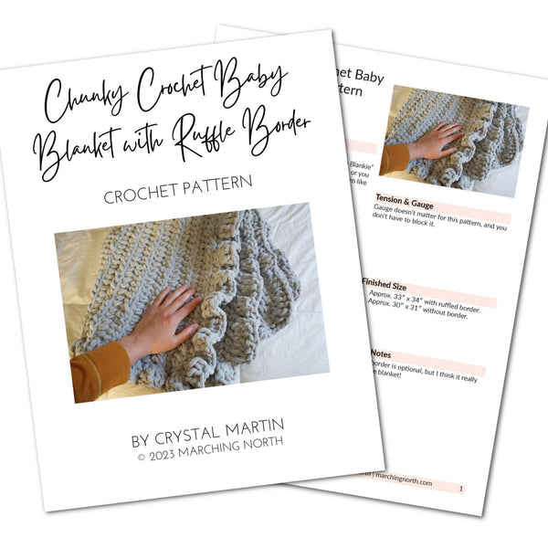 Chunky Crochet Baby Blanket with Ruffle Border Printable PDF Pattern