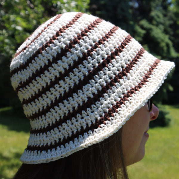Striped Crochet Bucket Hat PDF Pattern