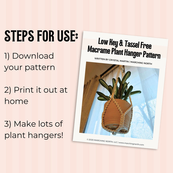 Low Key and Tassel Free Macrame Plant Hanger PDF Pattern