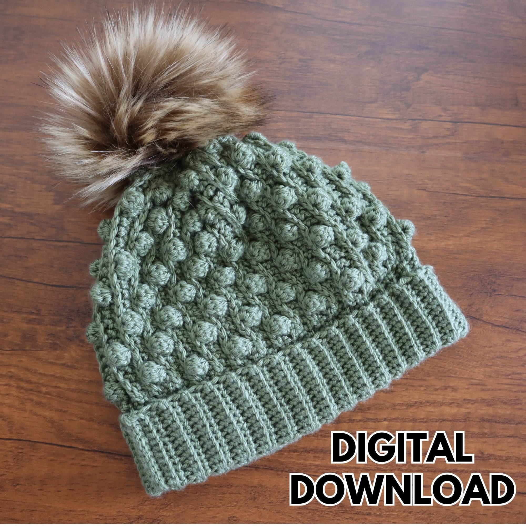 Bobble Vine Beanie Crochet Pattern | 5 Sizes Newborn to Adult | PDF Pattern