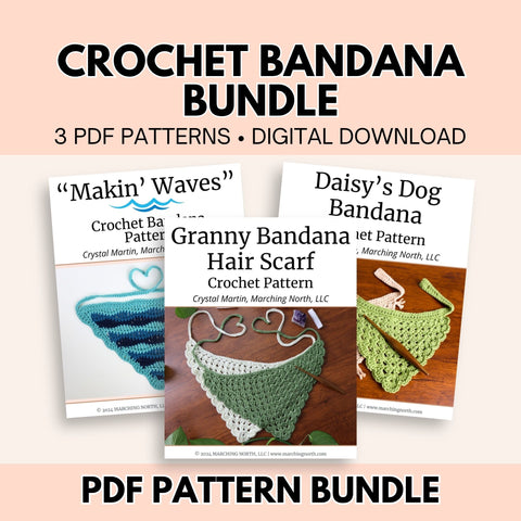 Crochet Bandana Pattern Bundle | 3 PDF Patterns for Women & Your Dog