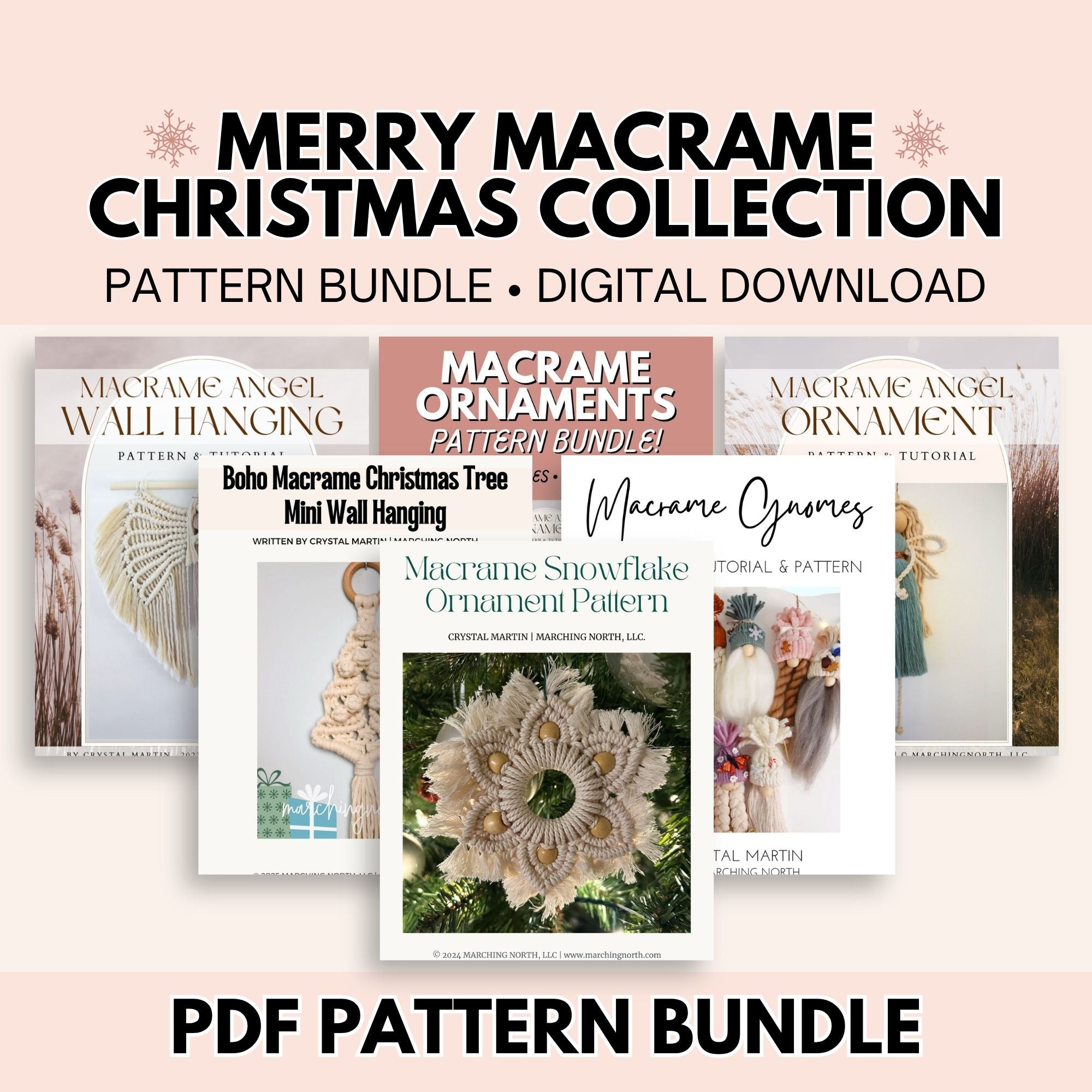 Merry Macrame Christmas Collection | 17 Ornament Patterns & Wall Hangings