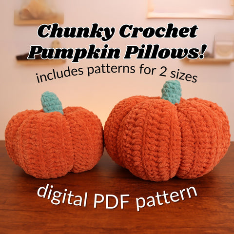 Chunky Crochet Pumpkin Pillows (2 Sizes!) PDF Pattern