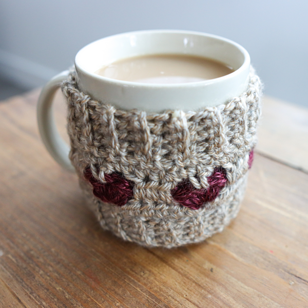 Cozy Hearts Crochet Mug Cozy Digital PDF Pattern