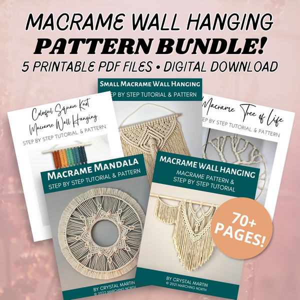 5 Macrame Wall Hanging Patterns Bundle – Marching North 5-macrame-wall-hanging-patterns-bundle-marching-north