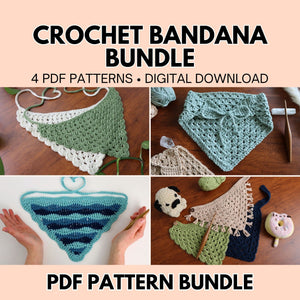 Crochet Bandana Pattern Bundle | 4 PDF Patterns for Women & Even Your Dog!