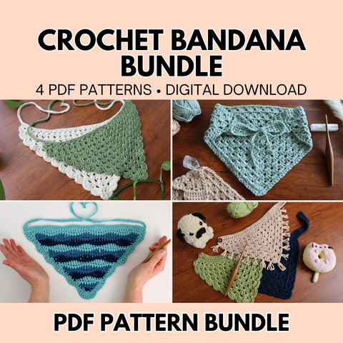 Crochet Bandana Pattern Bundle | 4 PDF Patterns for Women & Even Your Dog!