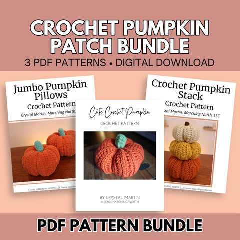 Crochet Pumpkin Pattern Bundle | 3 Easy Patterns for Cute Pumpkins, Pumpkin Stack & Plush Pumpkin Pillows