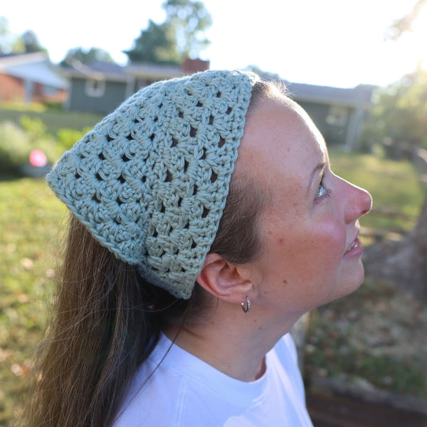 Unruffled Granny Crochet Bandana Pattern | Easy Summer Headscarf PDF