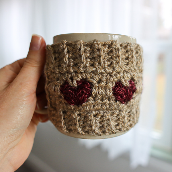 Cozy Hearts Crochet Mug Cozy Digital PDF Pattern
