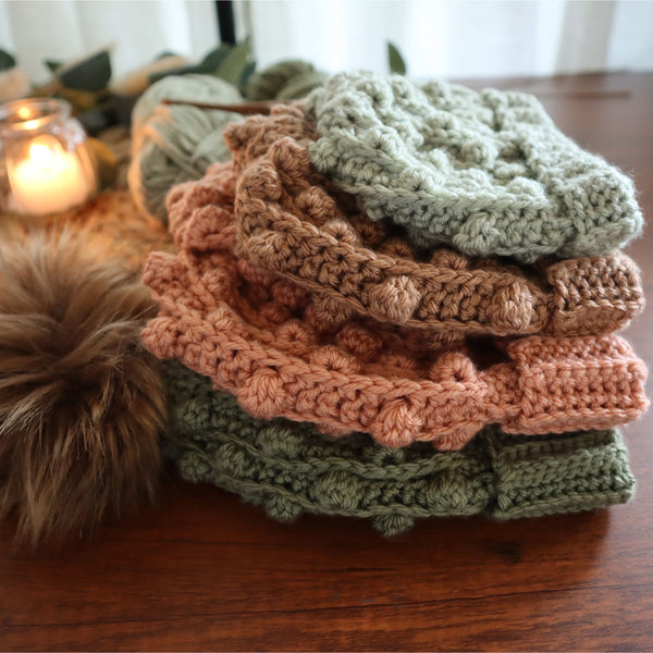 Bobble Vine Beanie Crochet Pattern | 5 Sizes Newborn to Adult | PDF Pattern