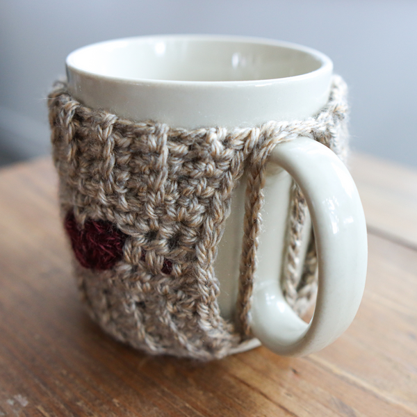 Cozy Hearts Crochet Mug Cozy Digital PDF Pattern