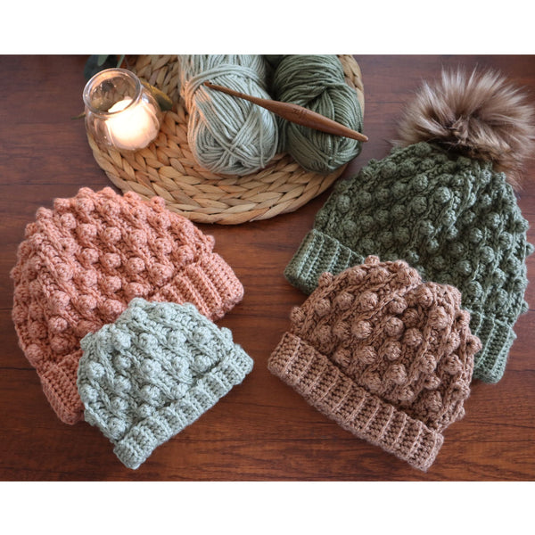 Bobble Vine Beanie Crochet Pattern | 5 Sizes Newborn to Adult | PDF Pattern