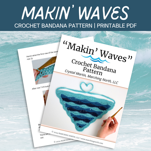 Crochet Bandana Scarf Pattern "Makin' Waves" Digital PDF Pattern