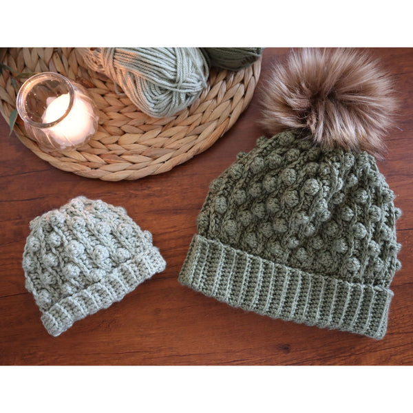 Bobble Vine Beanie Crochet Pattern | 5 Sizes Newborn to Adult | PDF Pattern