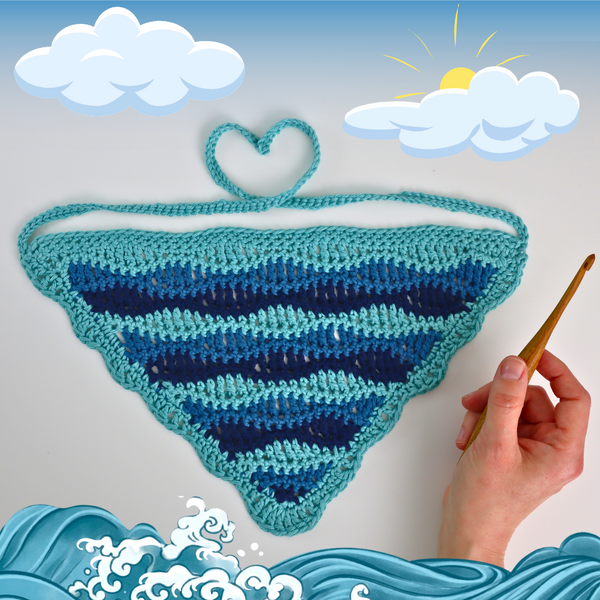 Crochet Bandana Scarf Pattern "Makin' Waves" Digital PDF Pattern