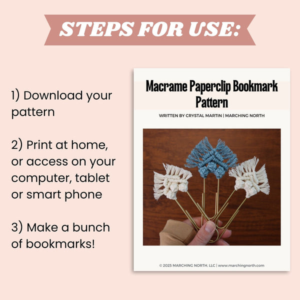 Macrame Paperclip Bookmark Printable PDF Pattern