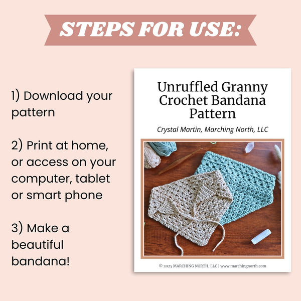 Unruffled Granny Crochet Bandana Pattern | Easy Summer Headscarf PDF