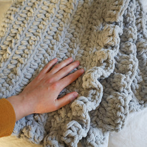 Chunky Crochet Baby Blanket with Ruffle Border Printable PDF Pattern