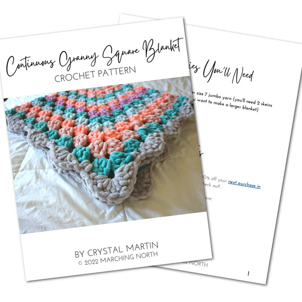 Continuous Crochet Granny Square Blanket PDF Pattern
