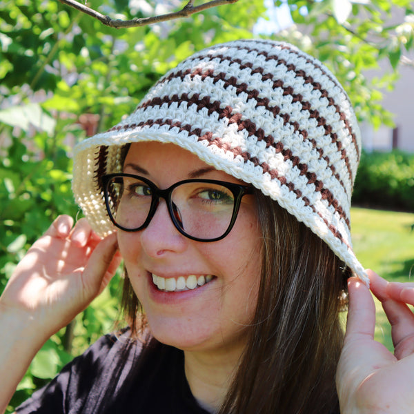 Striped Crochet Bucket Hat PDF Pattern