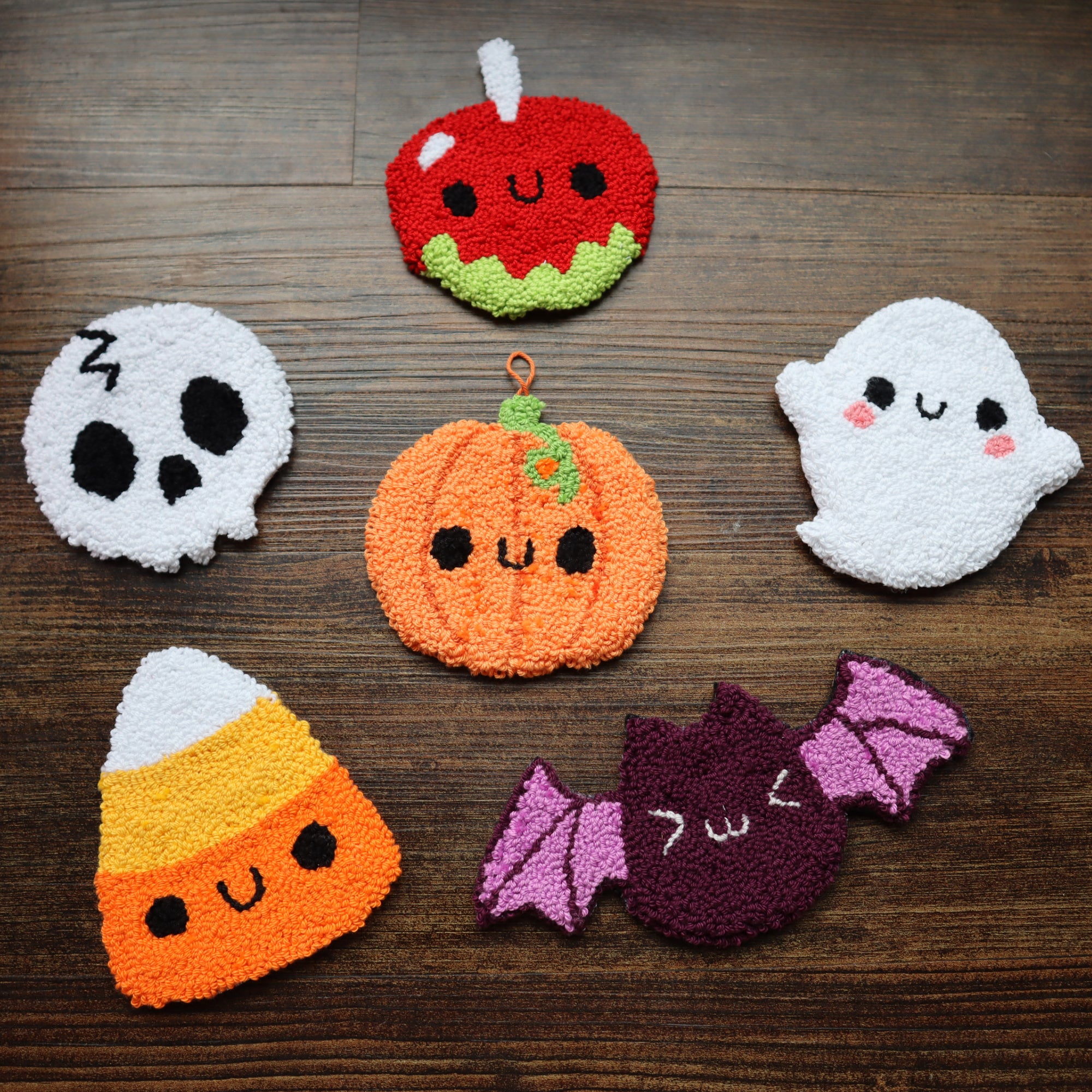 Cute Halloween Punch Needle Ornament Patterns | Punch Needle Embroidery Pattern