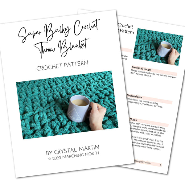 Super Bulky Crochet Throw Blanket Printable PDF Pattern